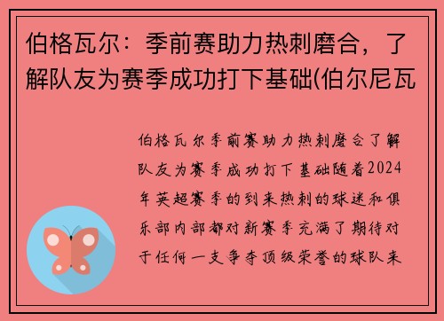 伯格瓦尔：季前赛助力热刺磨合，了解队友为赛季成功打下基础(伯尔尼瓦格纳)